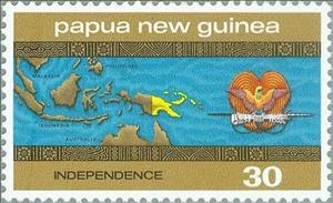 Stamp, Independence- Regional map and bird of paradise, Papua New Guinea,  