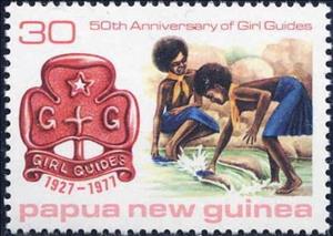 Stamp, Doing laundry in brook and red badge, Papua New Guinea,  