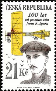 Stamp, 100 Years since the First Public flight by Jan Kašpar, Czech Republic,  , Aviation