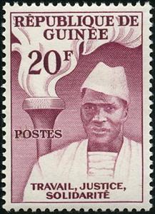Stamp, Ahmed Sékou Touré and torch, Guinea, Social Democratic Republic,  