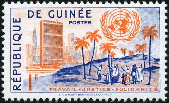 UNO building in New York, landscape in Guinea