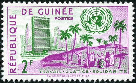 UNO building in New York, landscape in Guinea