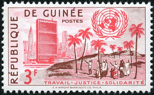 UNO building in New York, landscape in Guinea