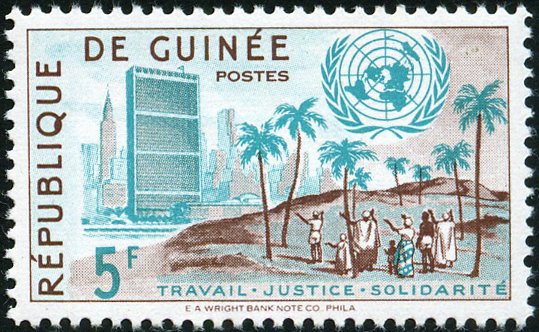 UNO building in New York, landscape in Guinea
