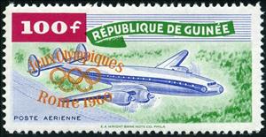 Stamp, Lockheed Super Constellation, Guinea, Social Democratic Republic,  , Olympic Games