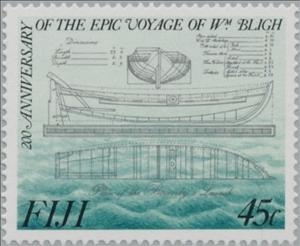 Stamp, Plans of the Bounty, Fiji,  