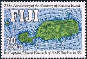 Stamp, Map of Rotuma, Fiji,  