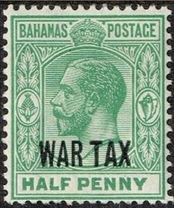 Stamp, King George V - Overprinted (Black or Red), Bahamas,  