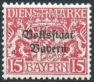 Stamp, Volksstaat on coat of arms, German States,  