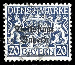 Stamp, Volksstaat on coat of arms, German States,  