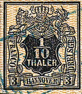 Stamp, Value in shield, German States,  