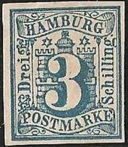 Stamp, Hamburg arms, German States,  