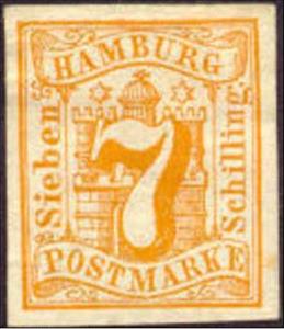 Stamp, Hamburg arms, German States,  