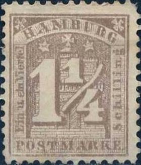 Stamp, Hamburg arms, German States,  