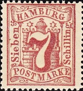 Stamp, Hamburg arms, German States,  