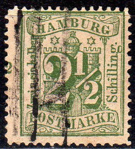 Stamp, Hamburg arms, German States,  