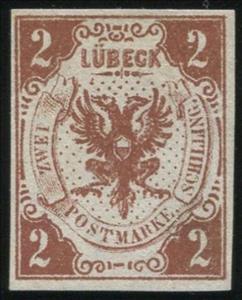 Stamp, Lübeck coat of arms, German States,  