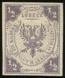 Stamp, Lübeck coat of arms, German States,  