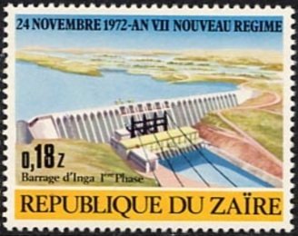 Stamp, Finishing 1st phase Inga hydro power station, Zaire,  , Energy, Dams