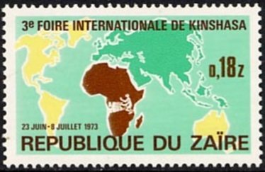 Stamp, World map, Zaire,  , Maps, Fairs