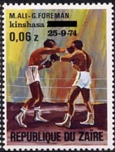 Boxing-match. George Foreman contra Muhammad Ali, black over