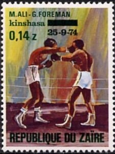 Boxing-match. George Foreman contra Muhammad Ali, black over