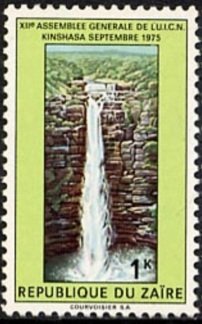 Stamp, 12th General Assembly of the IUCN in Kinshasa, 1975, Zaire,  , Waterfalls, Conferences