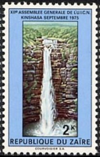 Stamp, 12th General Assembly of the IUCN in Kinshasa, 1975, Zaire,  , Waterfalls, Conferences