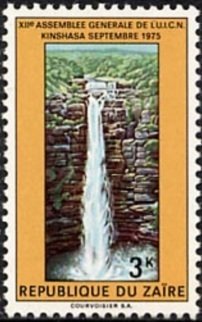 Stamp, 12th General Assembly of the IUCN in Kinshasa, 1975, Zaire,  , Waterfalls, Conferences
