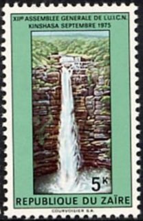 Stamp, 12th General Assembly of the IUCN in Kinshasa, 1975, Zaire,  , Waterfalls, Conferences