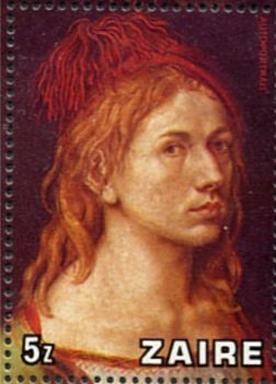 Stamp, 450e anniversary of the death of Albert Dürer (1471-1528), Zaire,  , Painters
