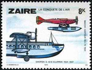 Stamp, ZAIRE Le conquete de l’air, Zaire,  , Aviation, Aircrafts