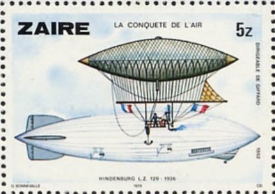 Stamp, ZAIRE Le conquete de l’air, Zaire,  , Zeppelins, Aviation, Air Balloons