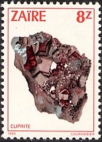 Stamp, Cuprite, Zaire,  , Minerals