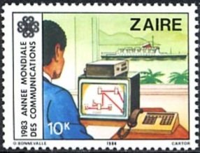 Stamp, Naval Navigation, Zaire,  , Telecommunication