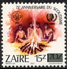 Stamp, CD 1165 with overpint new value, Zaire,  , Scouting