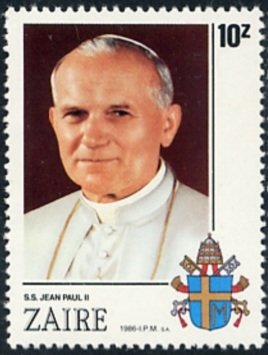 Stamp, John-Paul II, Zaire,  , Religion