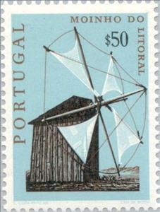 Stamp, Coastal Windmill, Figueira da Foz, Portugal,  , Mills, Windmills
