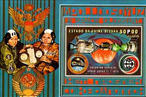 Souvenir Sheet, Apollo and Soyuz docked, horiz., Guinea-Bissau,  