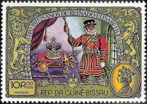 Stamp, 25 Years of Reign of Elisabeth II, Guinea-Bissau,  