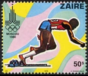 Stamp, Running, Zaire,  , Athletics, Olympic Games, Running, Athletes
