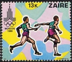 Stamp, Estafette, Zaire,  , Athletics, Olympic Games, Running, Athletes