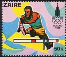 Stamp, Hurdles, Zaire,  , Athletics, Olympic Games, Athletes
