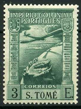 Stamp, Airplane over globe, São Tomé and Príncipe,  