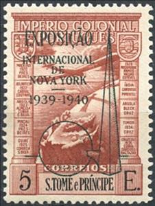 Stamp, Airplane over globe, São Tomé and Príncipe,  
