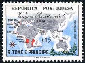 Stamp, Map of the colonies, São Tomé and Príncipe,  