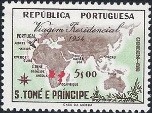 Stamp, Map of the colonies, São Tomé and Príncipe,  