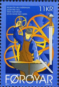 Stamp, Regin the Blacksmith, Faroe Islands,  