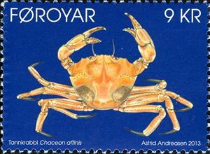 Stamp, King Crab (Chaceon affinis), Faroe Islands,  , Sea (Marine) Mammals