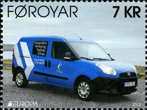 Stamp, EUROPA / C.E.P.T.: The postman van, Faroe Islands,  , Cars, C.E.P.T., Europe